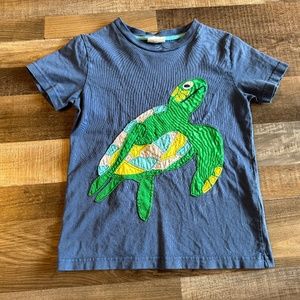 Mini Boden 6-7 Sea Turtle Appliqué Short Sleeve Shirt PLAY